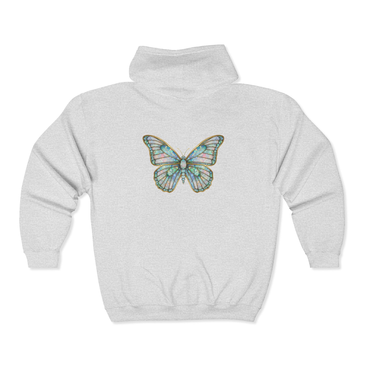 October Birthstone Opal Zip Sweatshirt Butterfly - Creativity, Hope, Inspiration