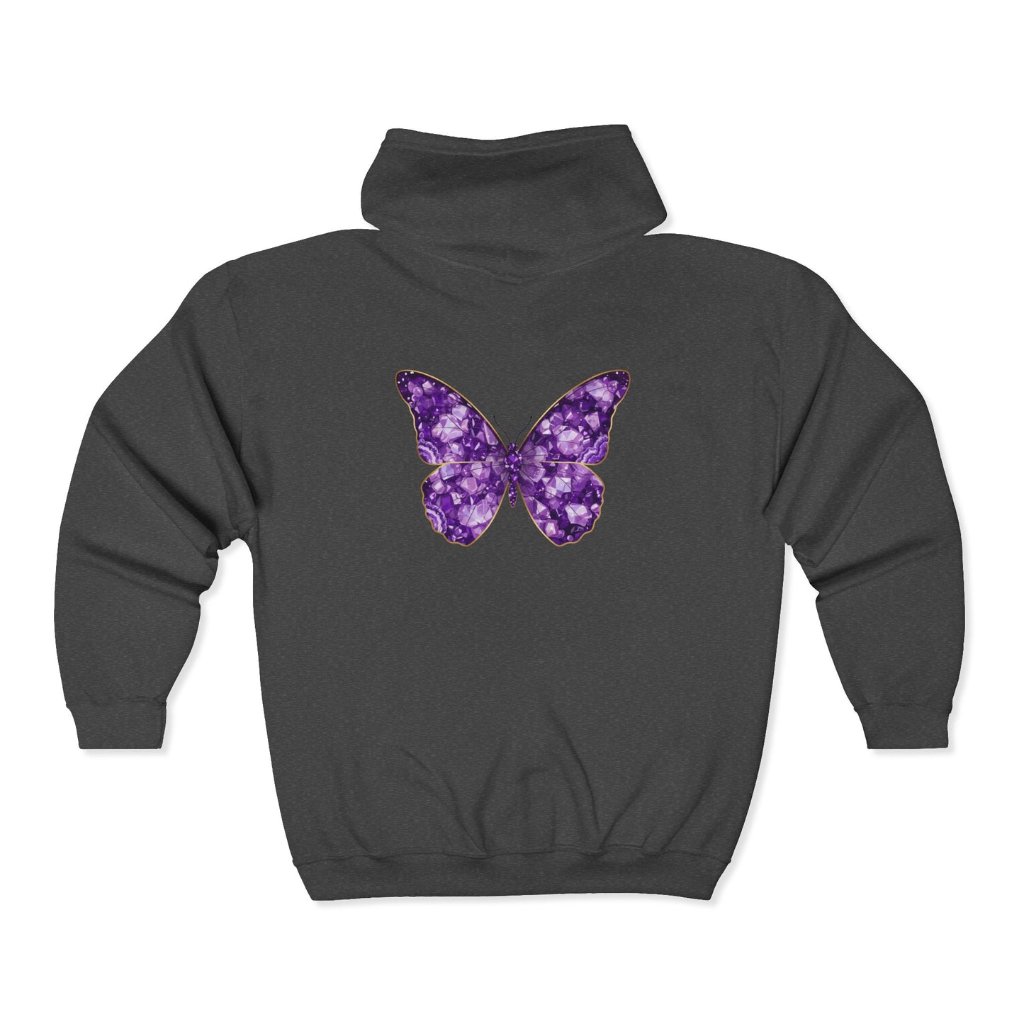 February Amethyst Zip Sweatshirt Butterfly — Sincerity, Faith, Loyalty