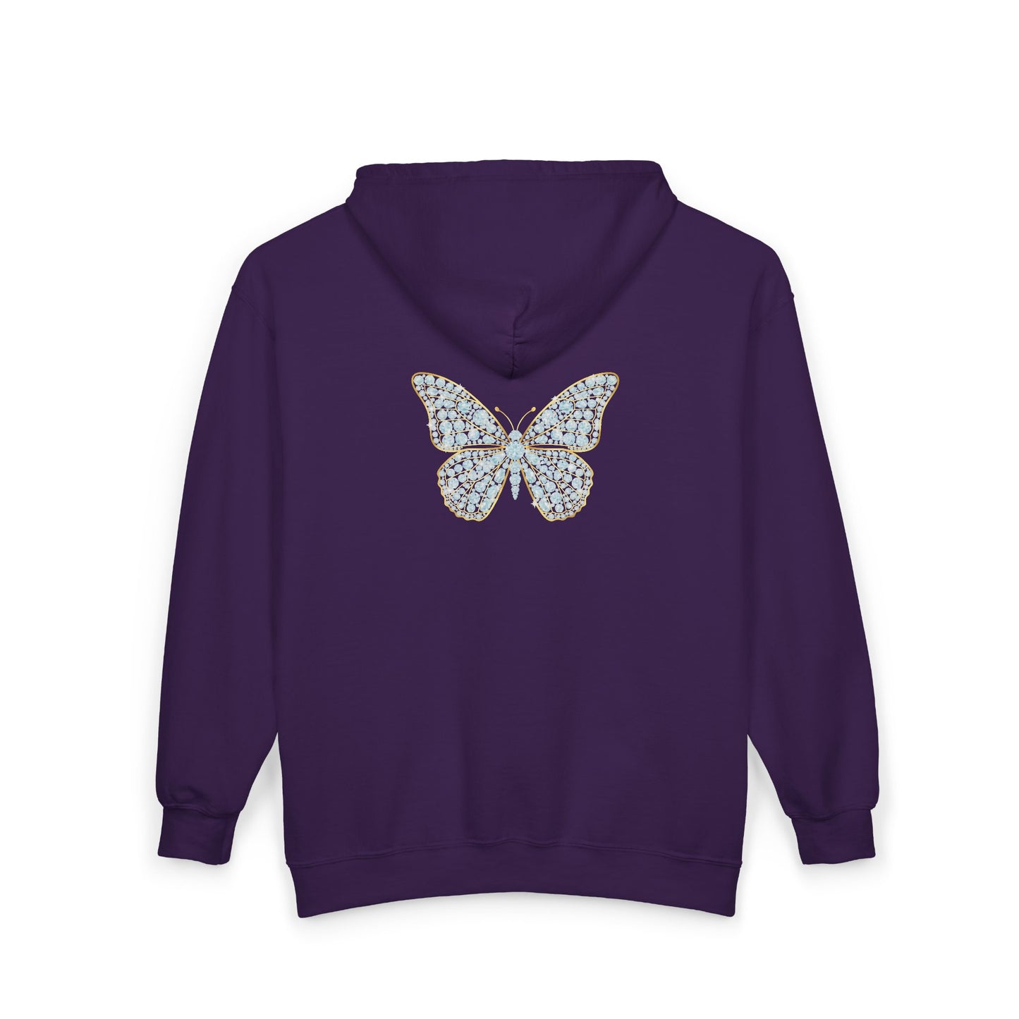 April Birthstone Diamond Zip Sweatshirt Butterfly - Love, Strength, Unity