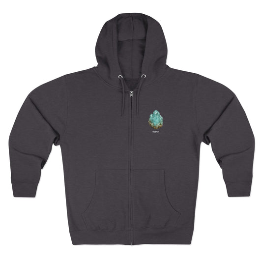 March Aquamarine Zip Hoodie - Courage, Balance, Clarity