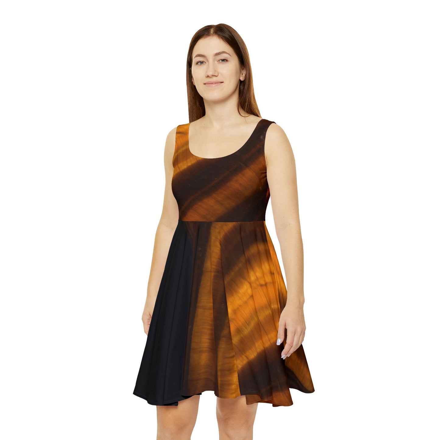 Tigers Eye Skater Dress Black I - Confidence, Courage, Protection