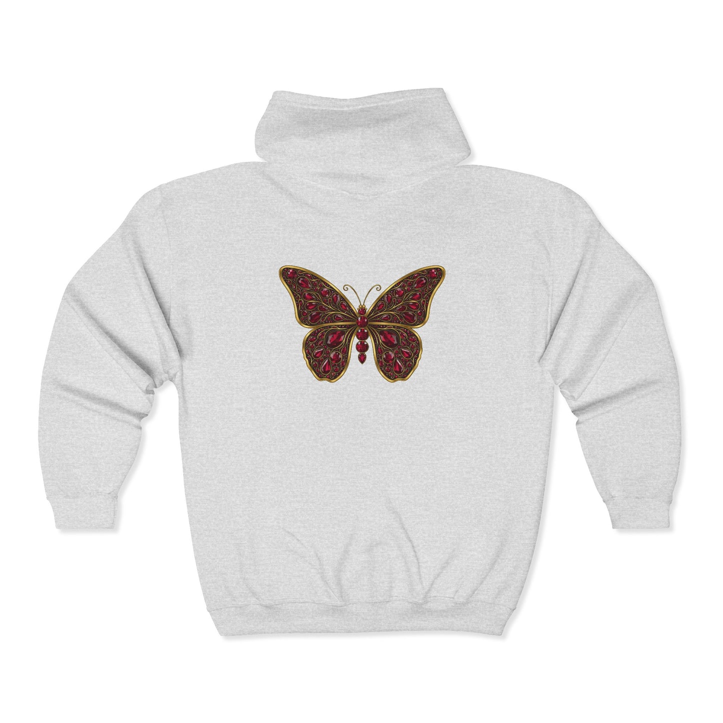 January Garnet Zip Sweatshirt Butterfly — Sincerity, Faith, Loyalty