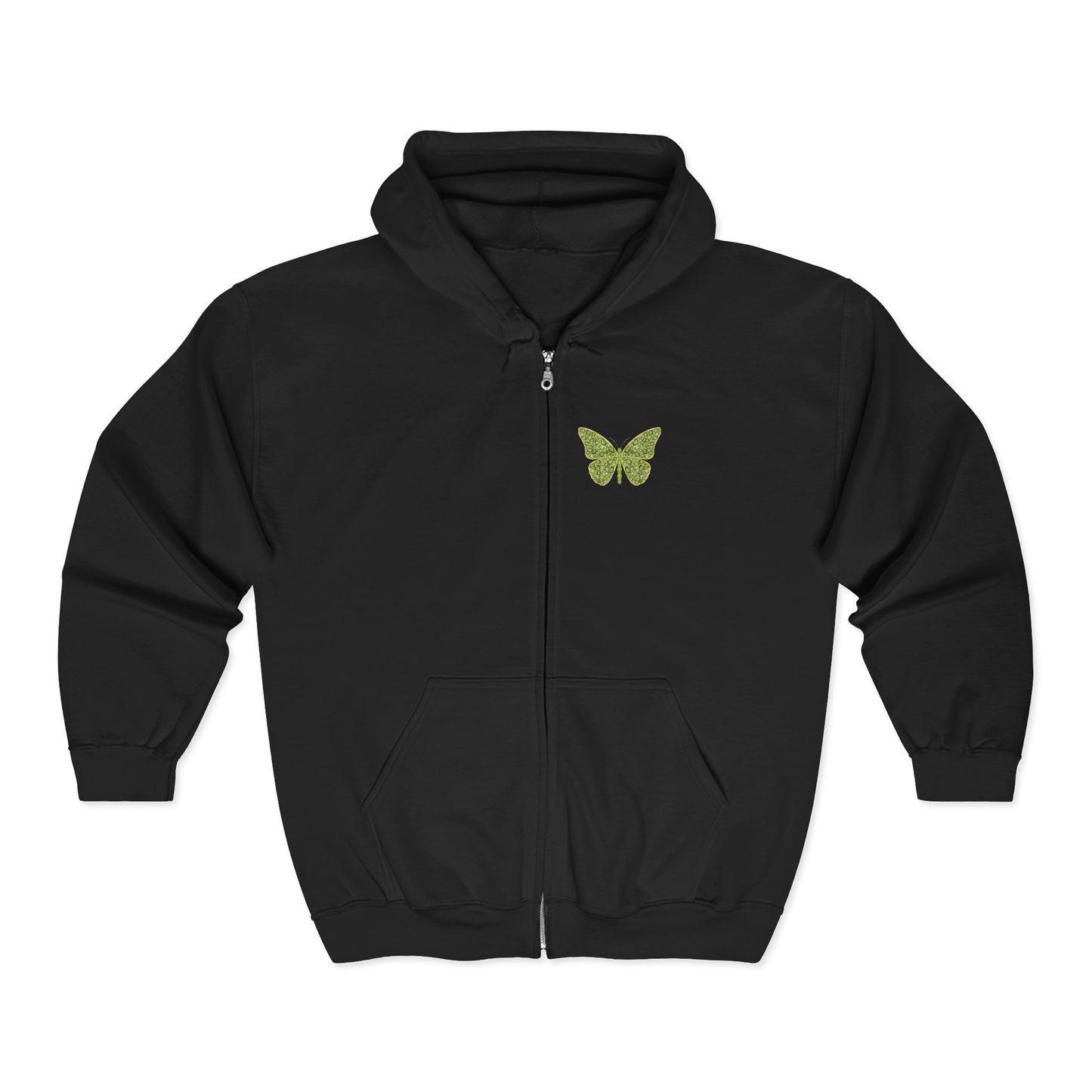 August Birthstone Peridot Zip Sweatshirt Butterfly - Growth, Renewal, Positivity