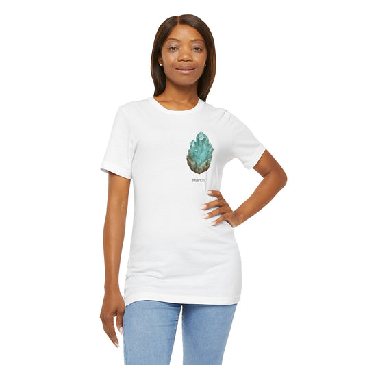 March Birthstone Aquamarine Unisex Tee - Courage, Balance, Clarity