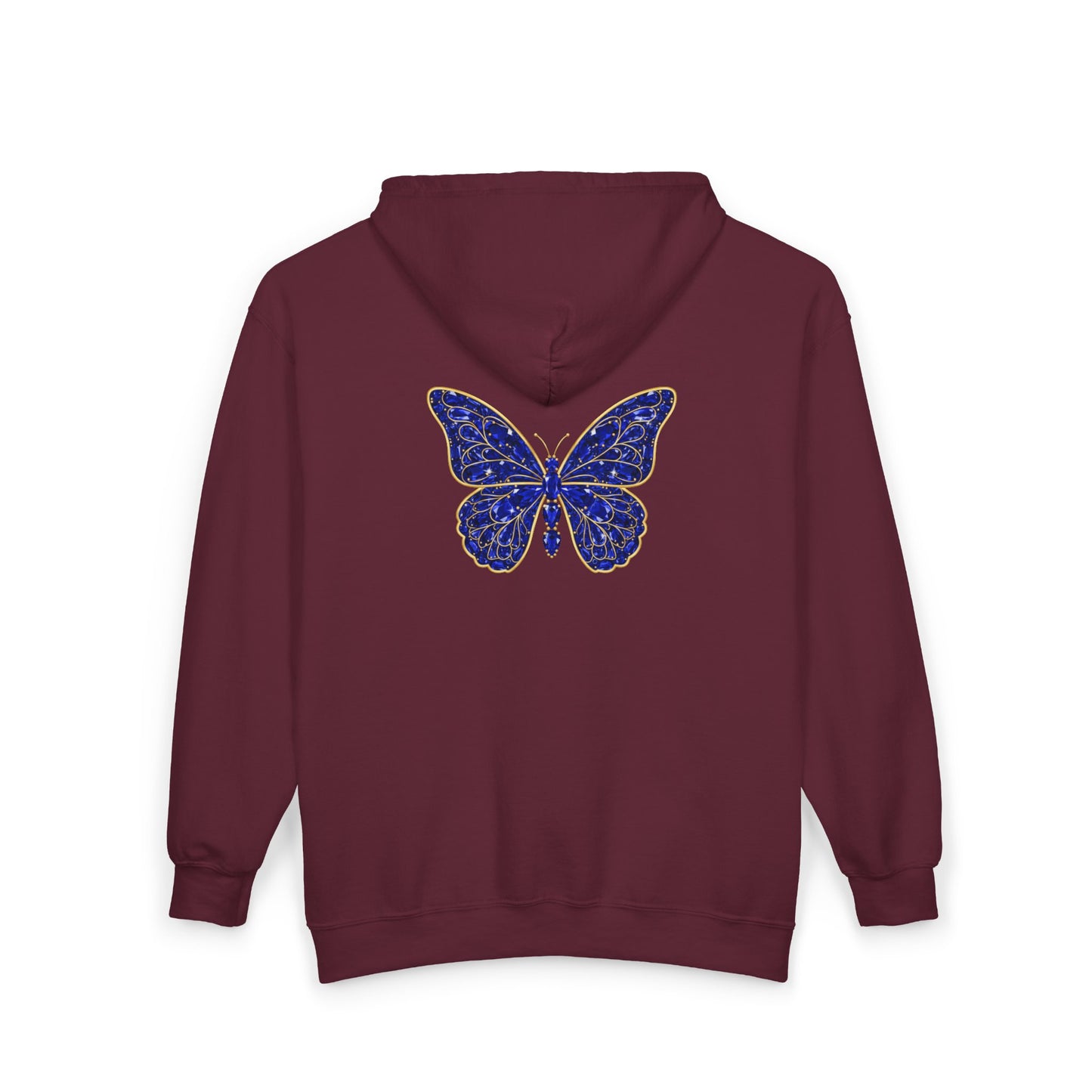 September Sapphire Zip Sweatshirt Butterfly - Wisdom, Focus, Truth