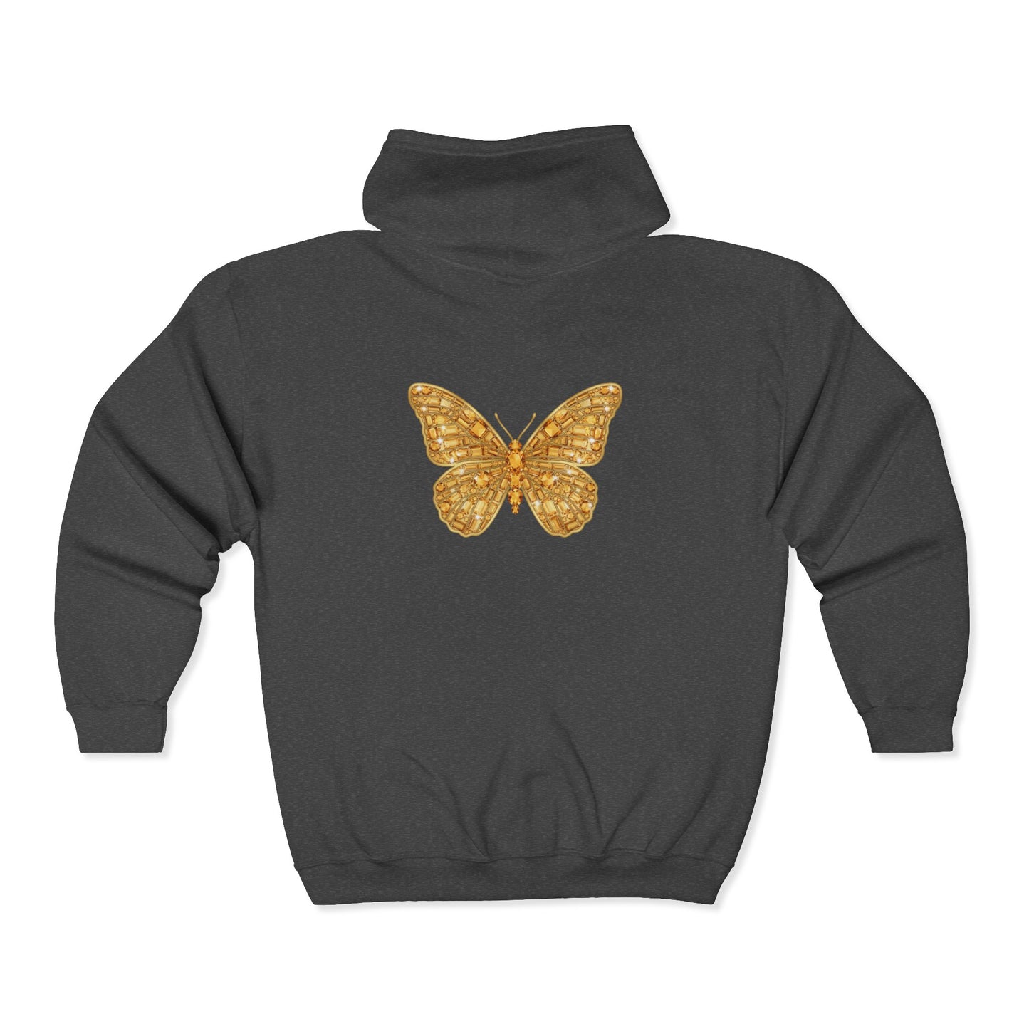 November Birthstone Citrine Zip Sweatshirt Butterfly - Serenity, Truth, Strength