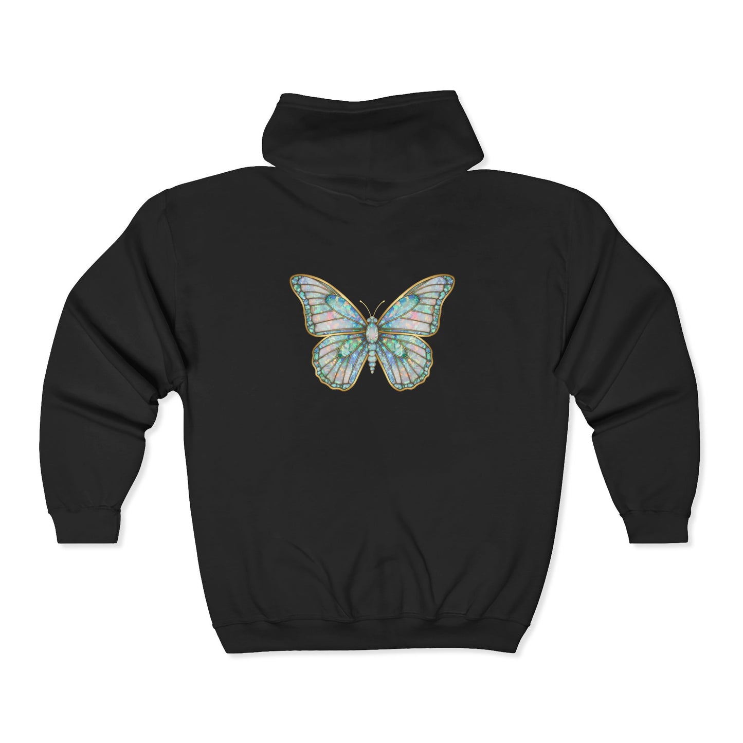 October Birthstone Opal Zip Sweatshirt Butterfly - Creativity, Hope, Inspiration