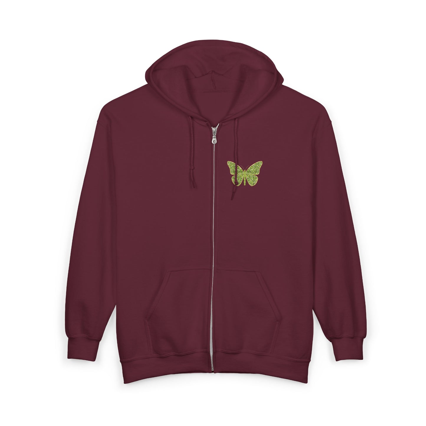 August Birthstone Peridot Zip Sweatshirt Butterfly - Growth, Renewal, Positivity