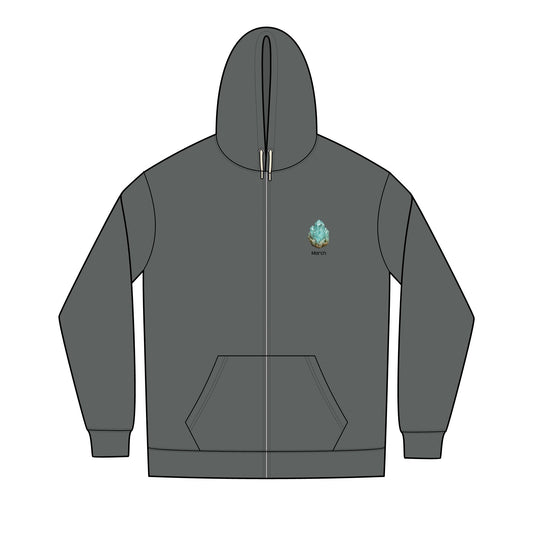 March Aquamarine Fleece Zip Hoodie - Courage, Balance, Clarity