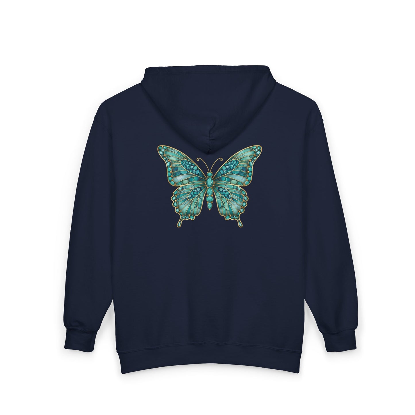 December Birthstone Turquoize Zip Sweatshirt Butterfly - Peace, Protection, Luck
