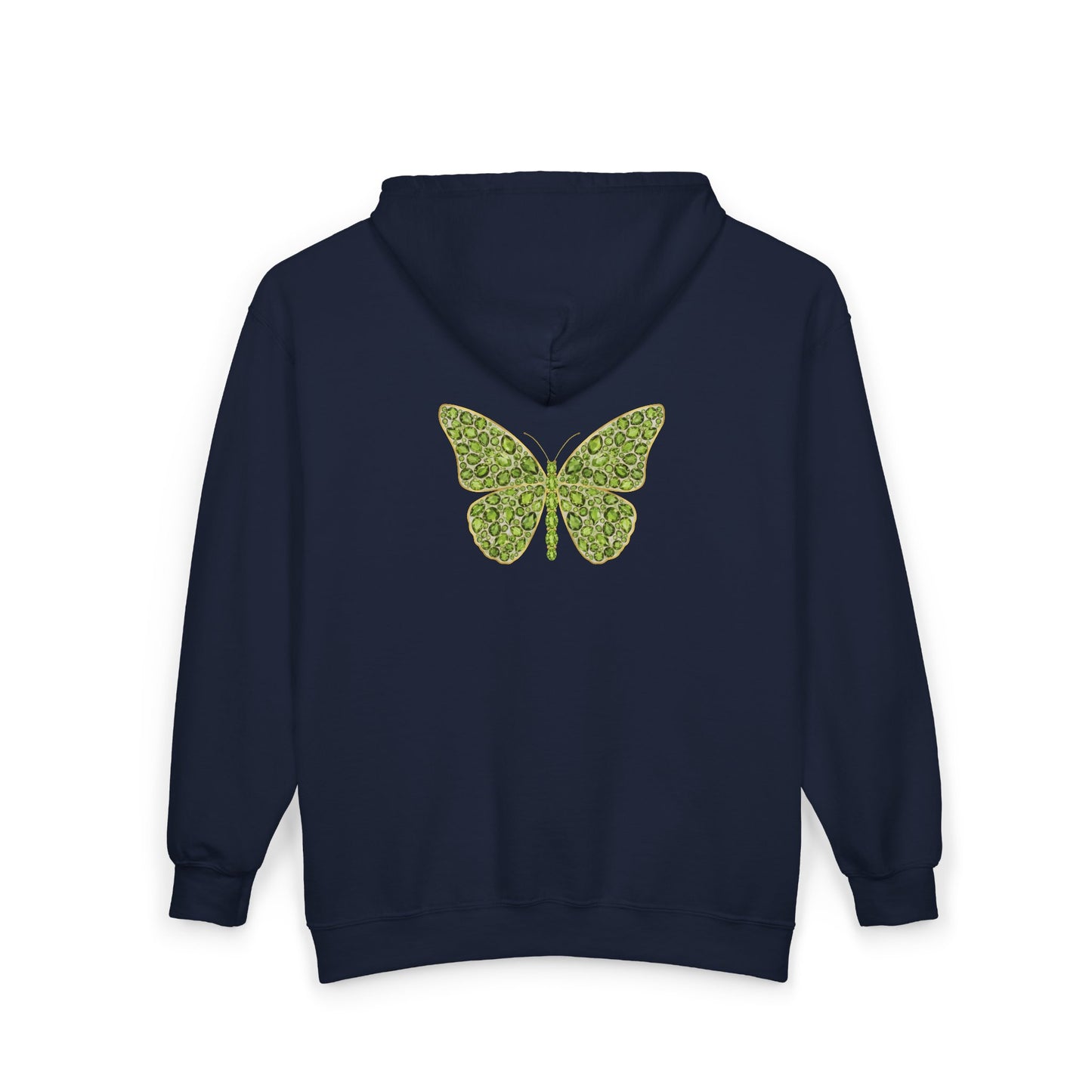 August Birthstone Peridot Zip Sweatshirt Butterfly - Growth, Renewal, Positivity