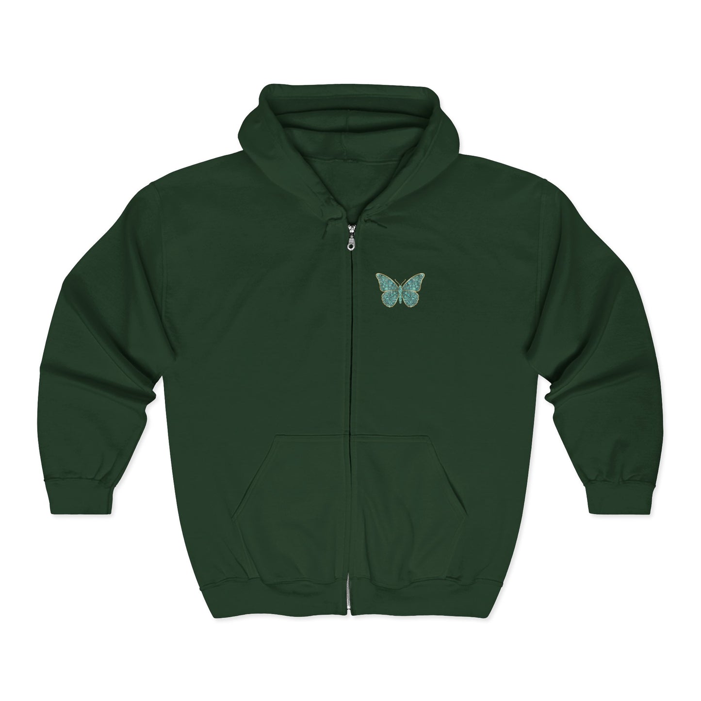 March Birthstone Aquamarine Zip Sweatshirt Butterfly - Courage, Balance, Clarity
