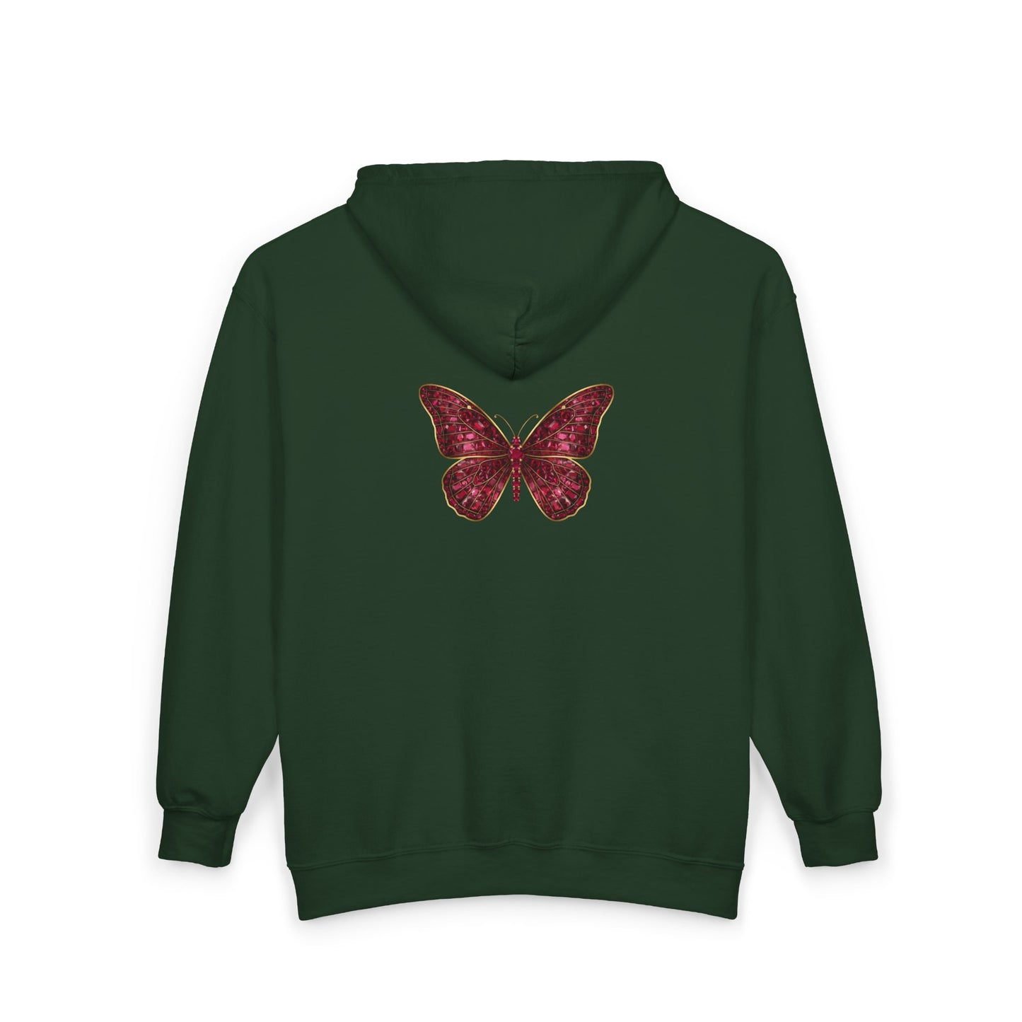 July Birthstone Ruby Zip Sweatshirt Butterfly - Happiness, Love, Courage