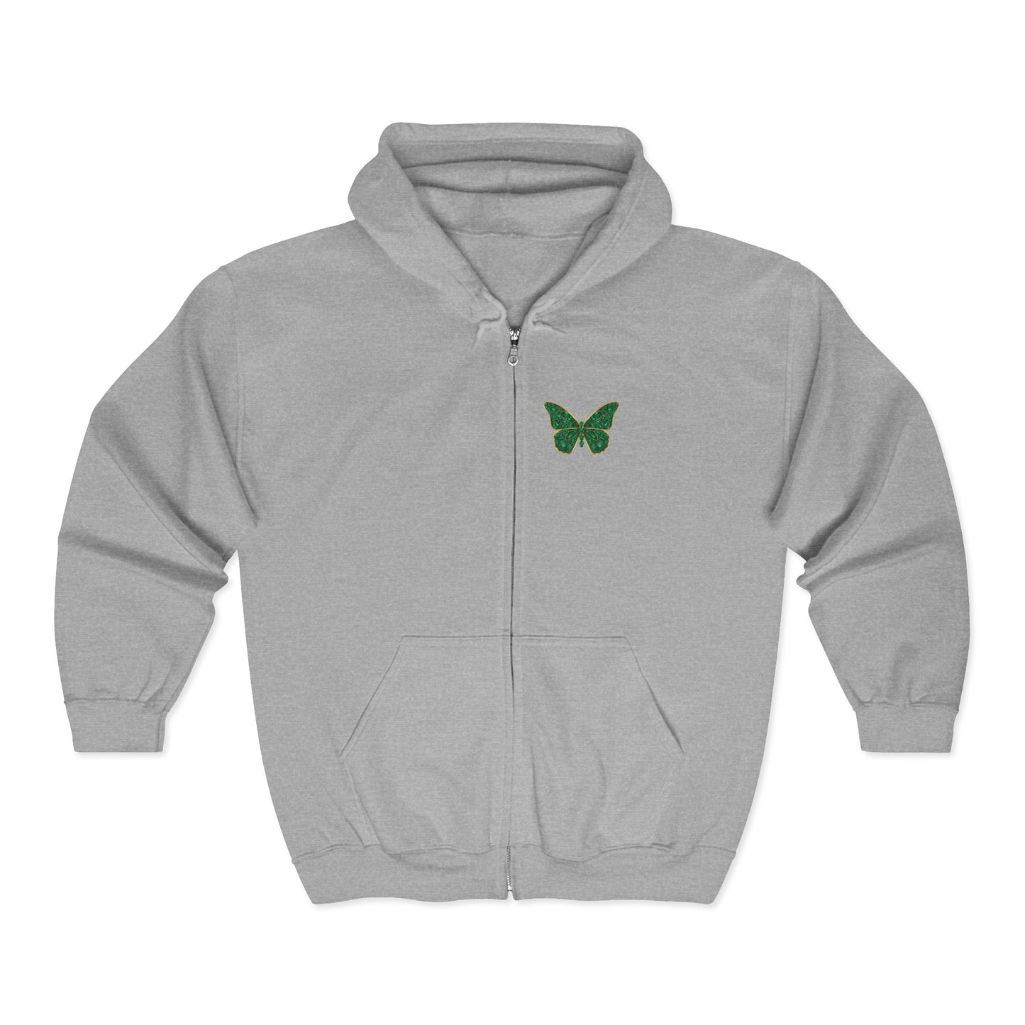 May Emerald Butterfly Zip Sweatshirt - Balance, Harmony, Healing