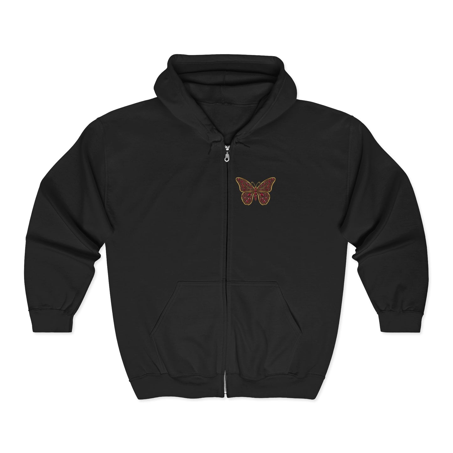 January Garnet Zip Sweatshirt Butterfly — Sincerity, Faith, Loyalty