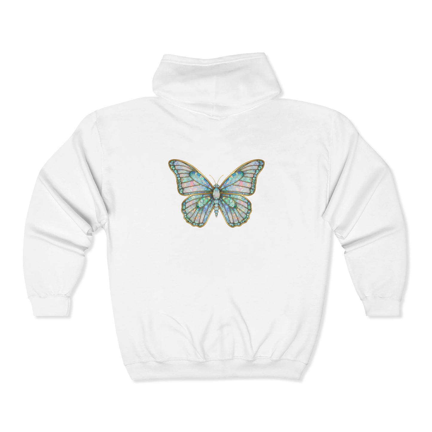 October Birthstone Opal Zip Sweatshirt Butterfly - Creativity, Hope, Inspiration