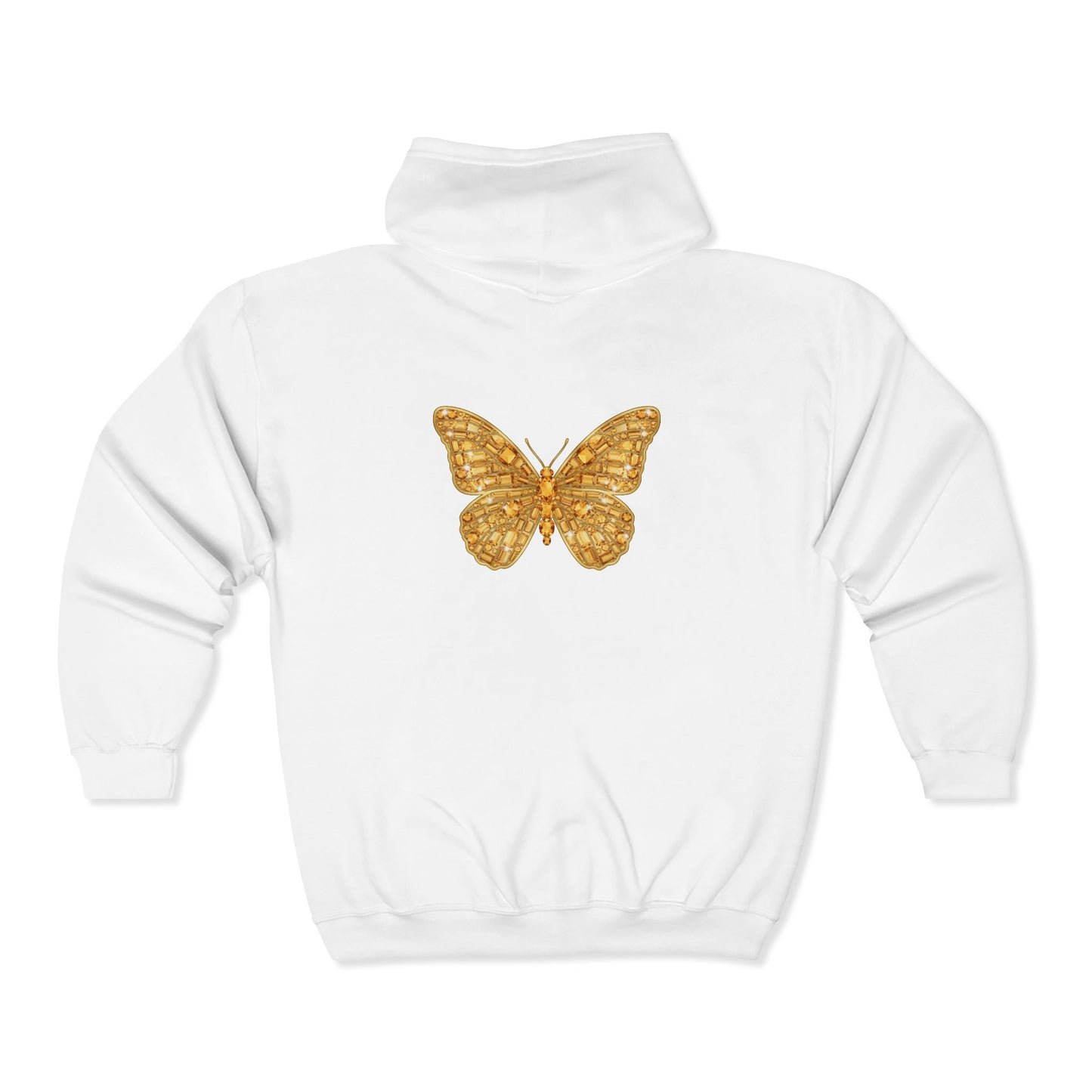 November Birthstone Citrine Zip Sweatshirt Butterfly - Serenity, Truth, Strength