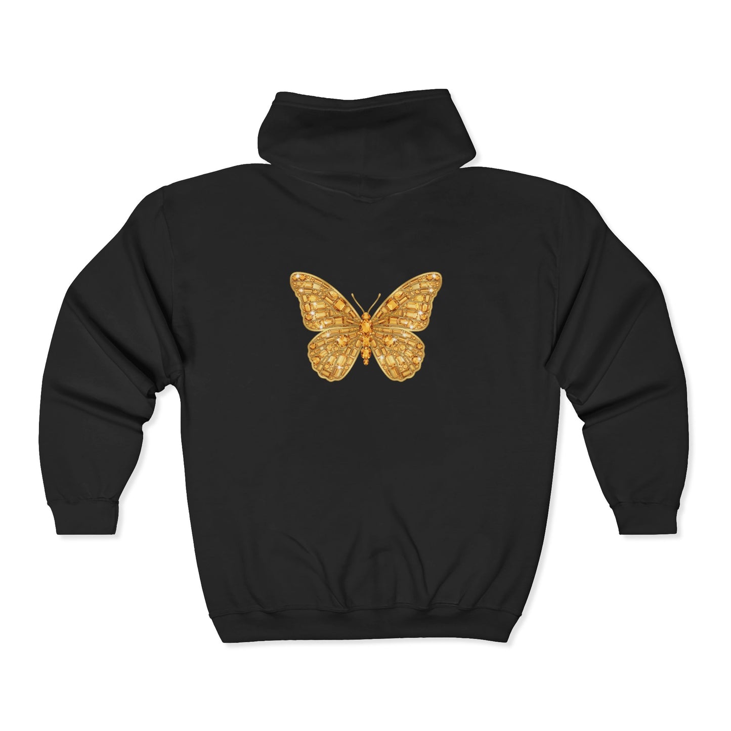 November Birthstone Citrine Zip Sweatshirt Butterfly - Serenity, Truth, Strength
