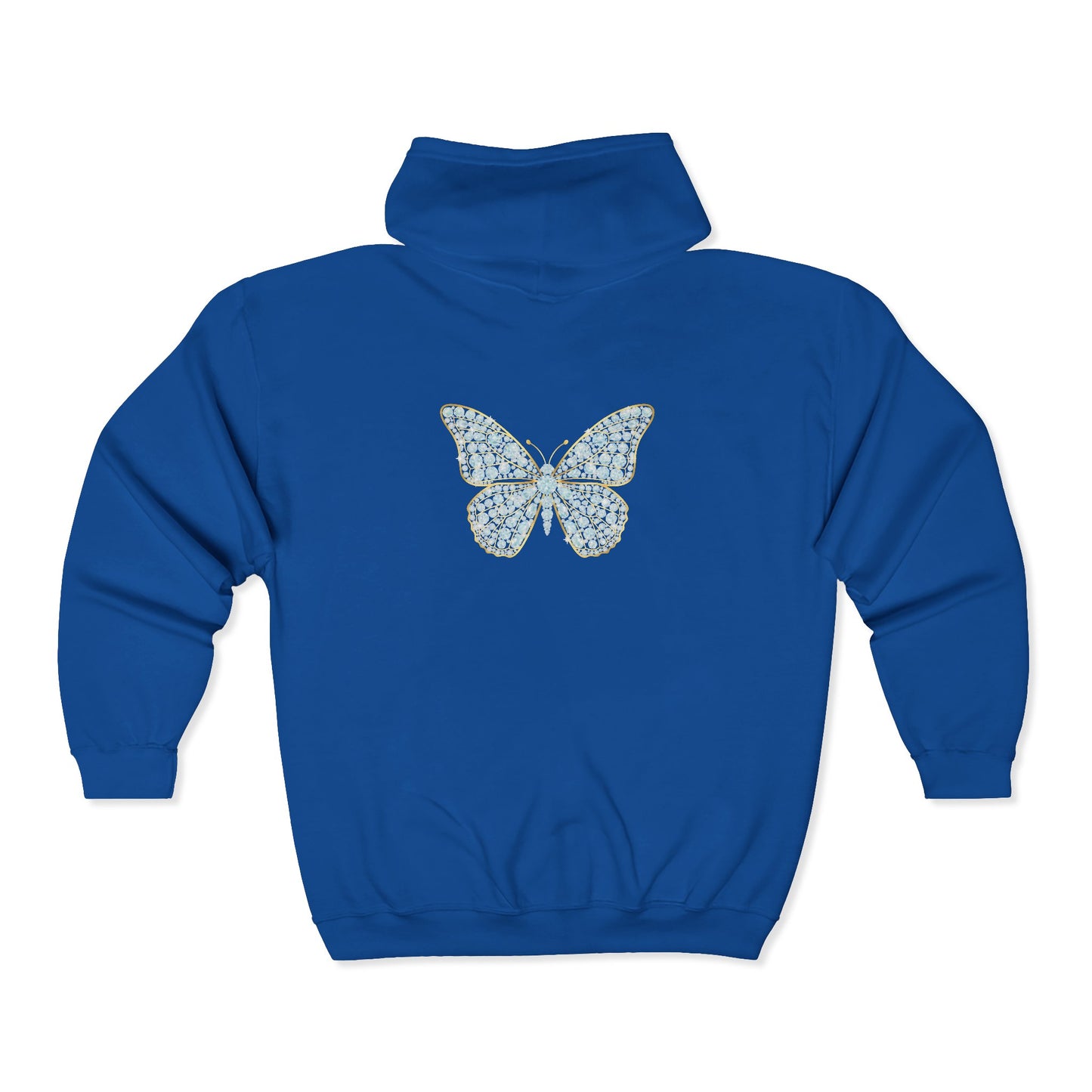April Birthstone Diamond Zip Sweatshirt Butterfly - Love, Strength, Unity