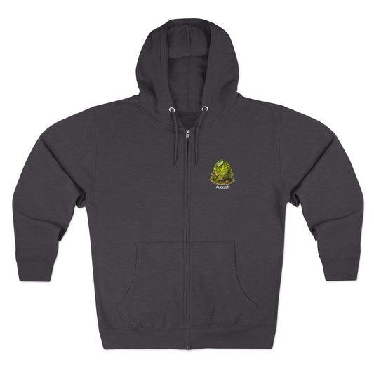 August Peridot Zip Hoodie - Growth, Renewal, Positivity