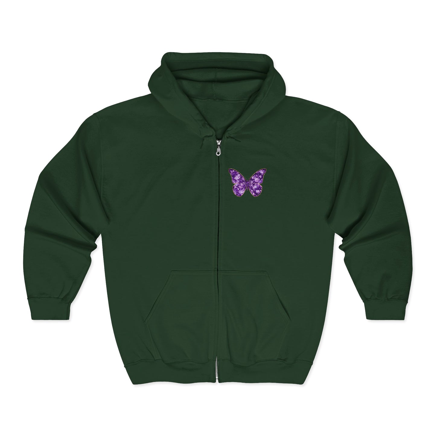 February Amethyst Zip Sweatshirt Butterfly — Sincerity, Faith, Loyalty
