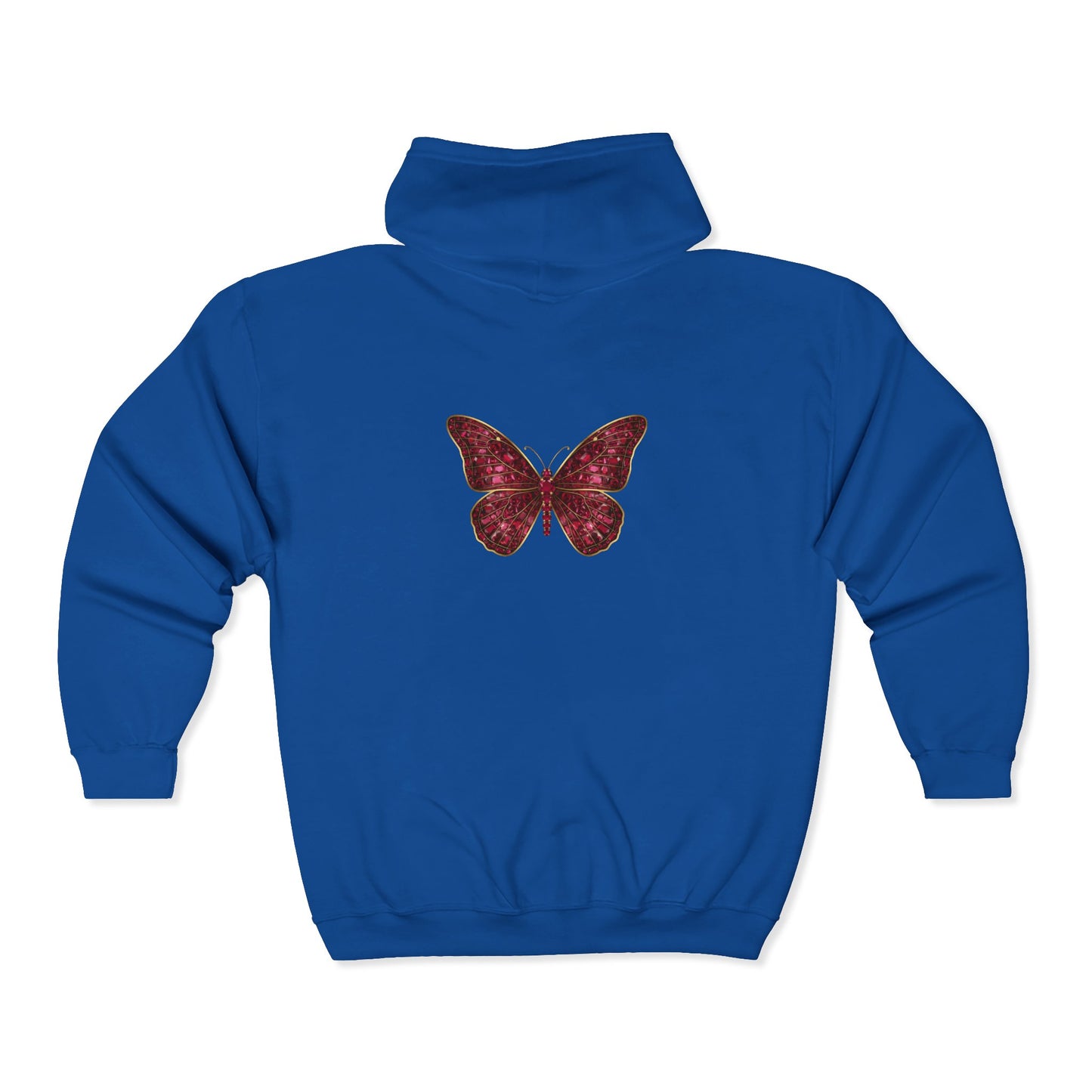 July Birthstone Ruby Zip Sweatshirt Butterfly - Happiness, Love, Courage