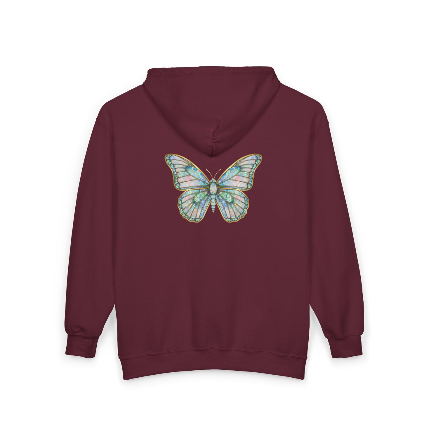 October Birthstone Opal Zip Sweatshirt Butterfly - Creativity, Hope, Inspiration