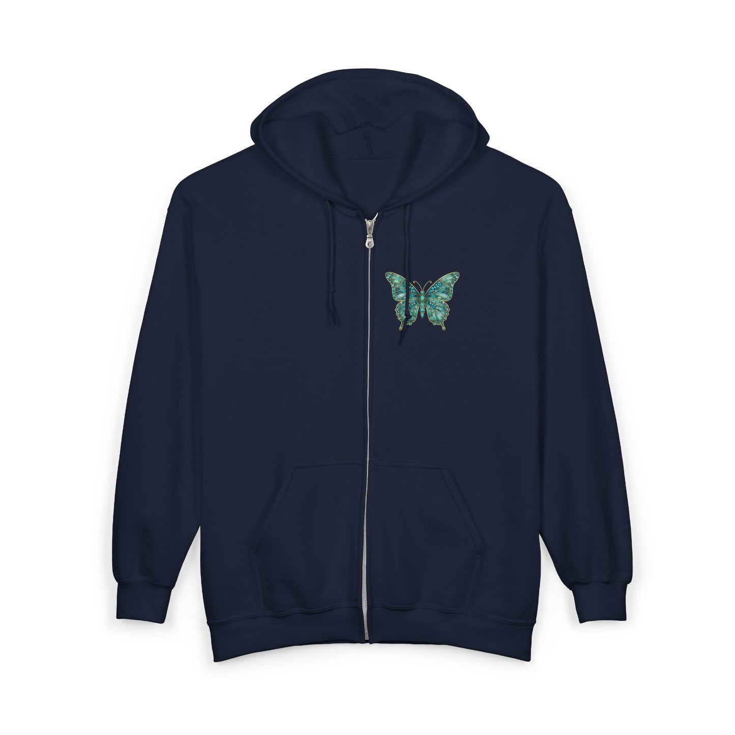 December Birthstone Turquoize Zip Sweatshirt Butterfly - Peace, Protection, Luck