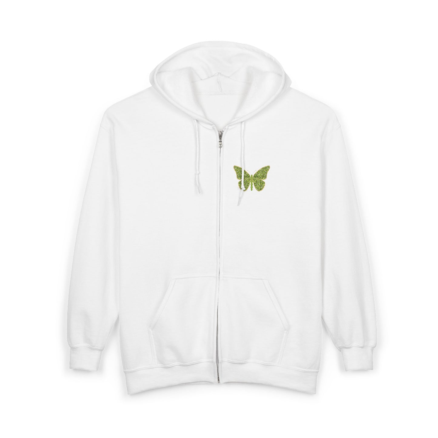 August Birthstone Peridot Zip Sweatshirt Butterfly - Growth, Renewal, Positivity
