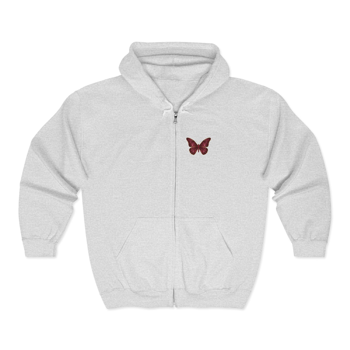 July Birthstone Ruby Zip Sweatshirt Butterfly - Happiness, Love, Courage
