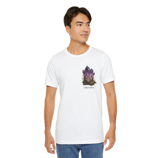 February Birthstone Amethyst Unisex Tee - Peace, Courage, Stability