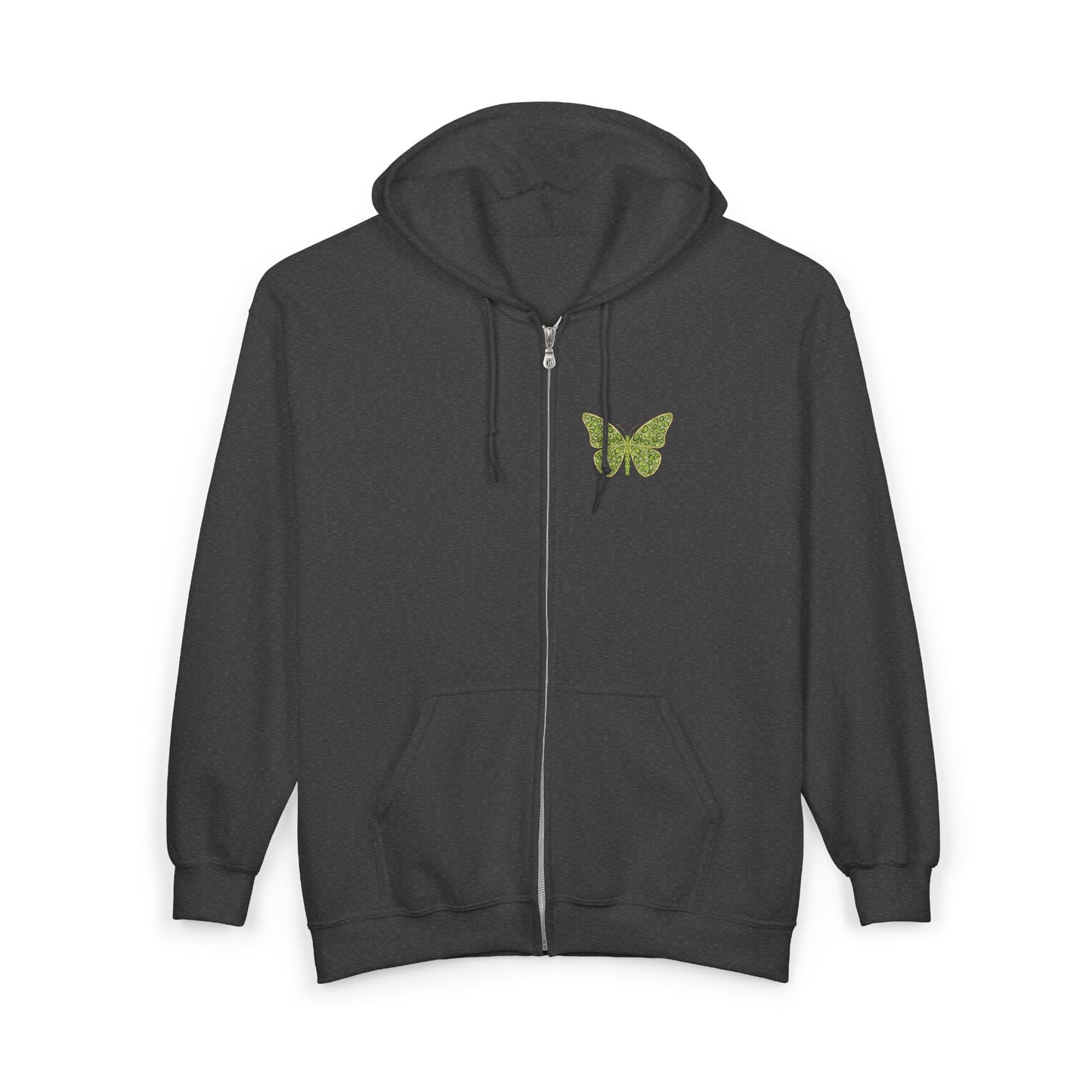 August Birthstone Peridot Zip Sweatshirt Butterfly - Growth, Renewal, Positivity