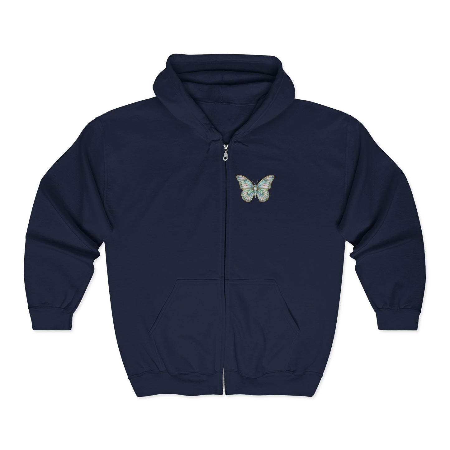 October Birthstone Opal Zip Sweatshirt Butterfly - Creativity, Hope, Inspiration