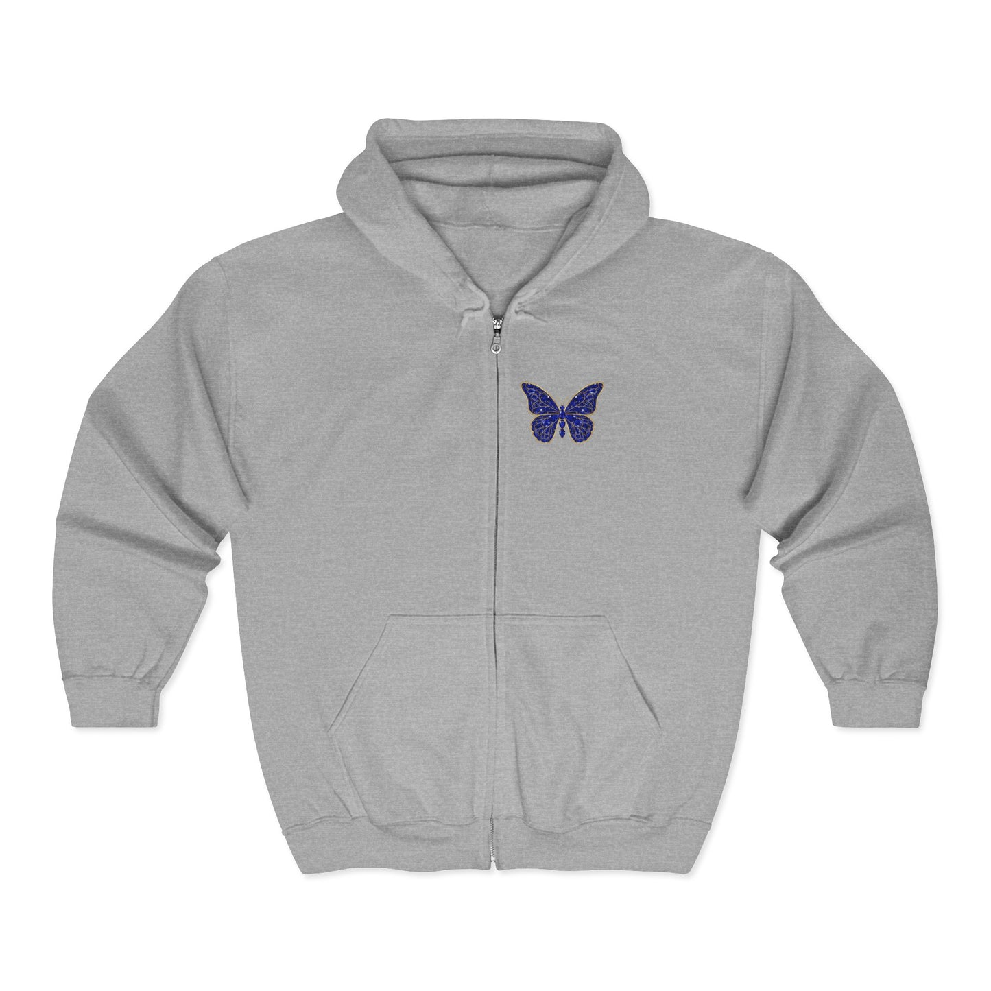 September Sapphire Zip Sweatshirt Butterfly - Wisdom, Focus, Truth