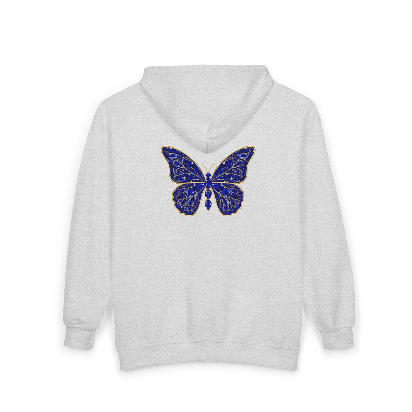 September Sapphire Zip Sweatshirt Butterfly - Wisdom, Focus, Truth