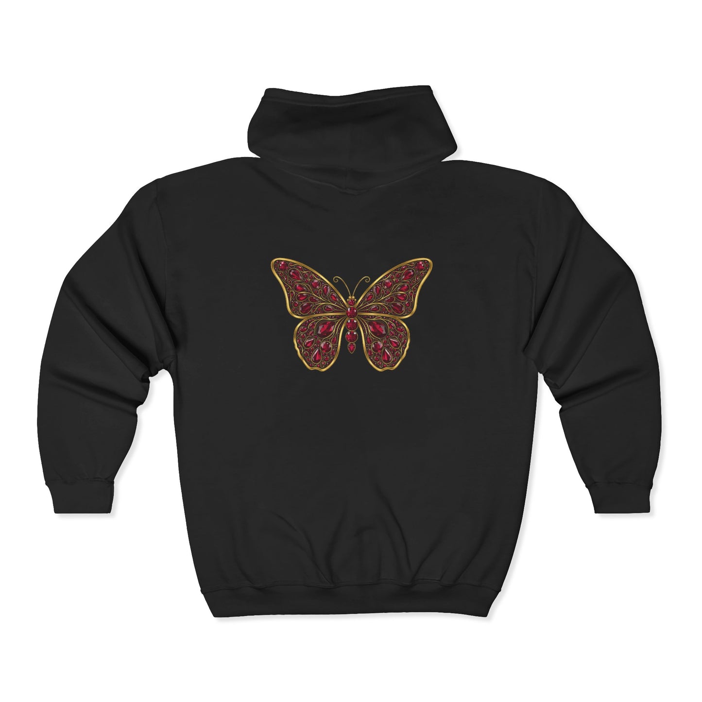 January Garnet Zip Sweatshirt Butterfly — Sincerity, Faith, Loyalty