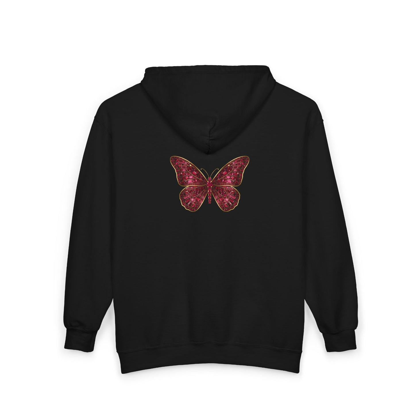 July Birthstone Ruby Zip Sweatshirt Butterfly - Happiness, Love, Courage