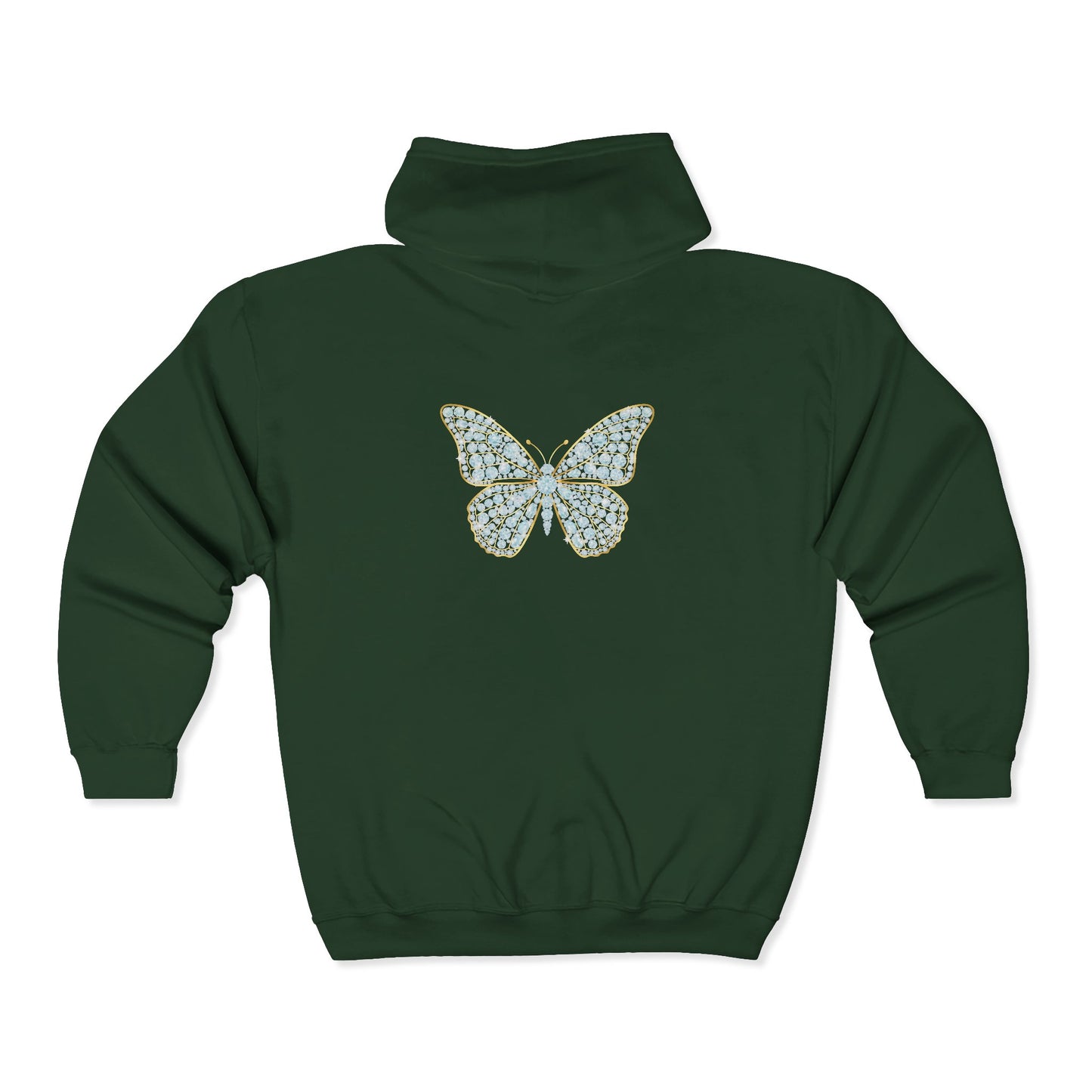 April Birthstone Diamond Zip Sweatshirt Butterfly - Love, Strength, Unity