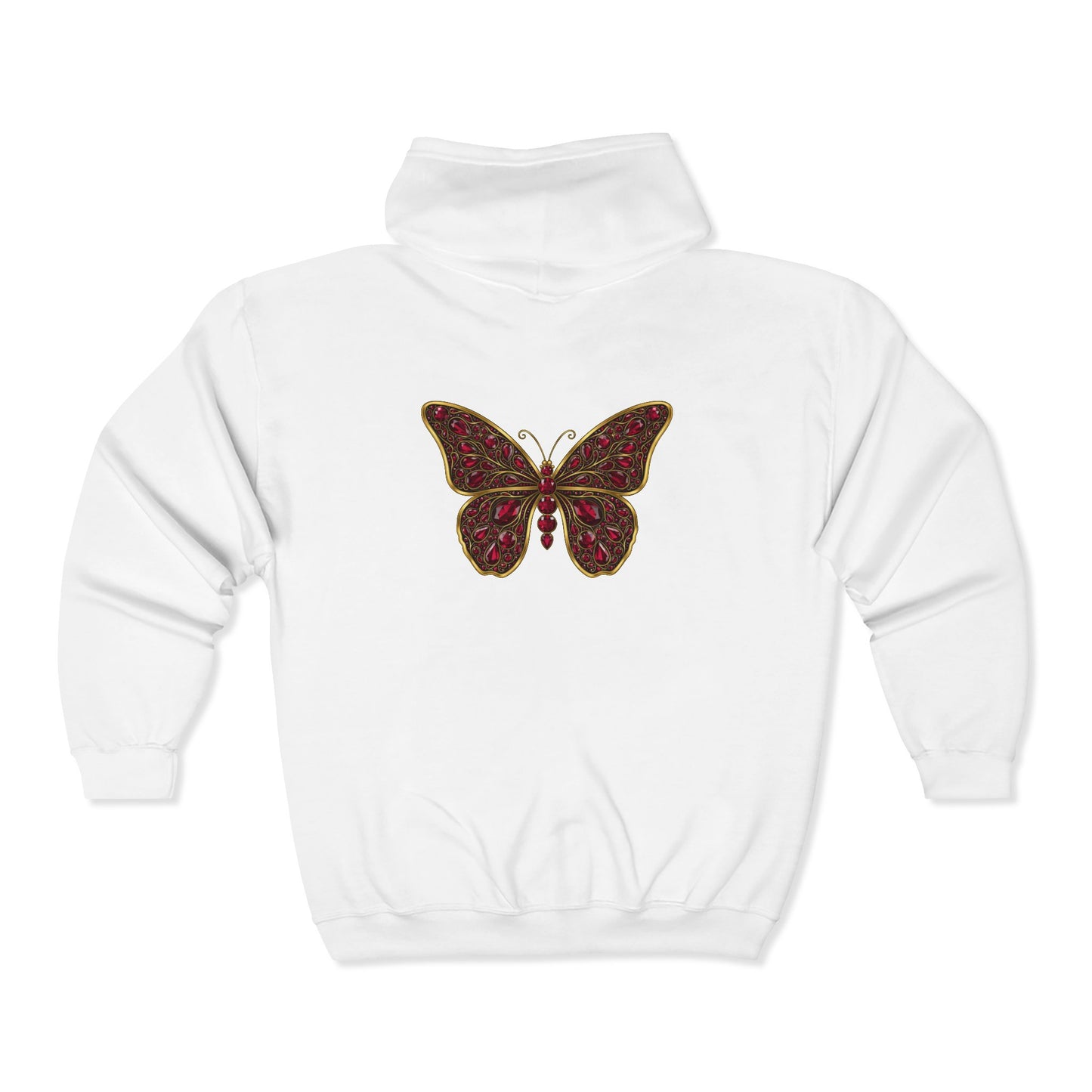 January Garnet Zip Sweatshirt Butterfly — Sincerity, Faith, Loyalty