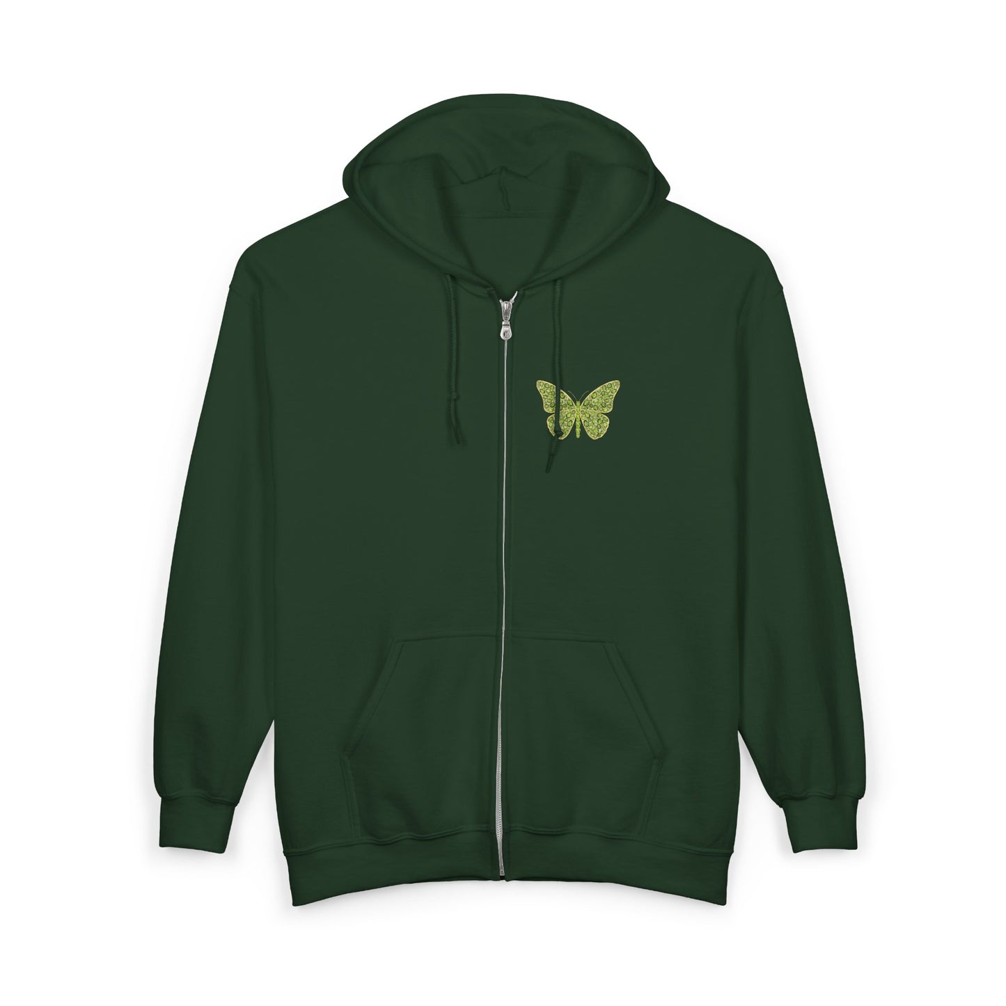 August Birthstone Peridot Zip Sweatshirt Butterfly - Growth, Renewal, Positivity
