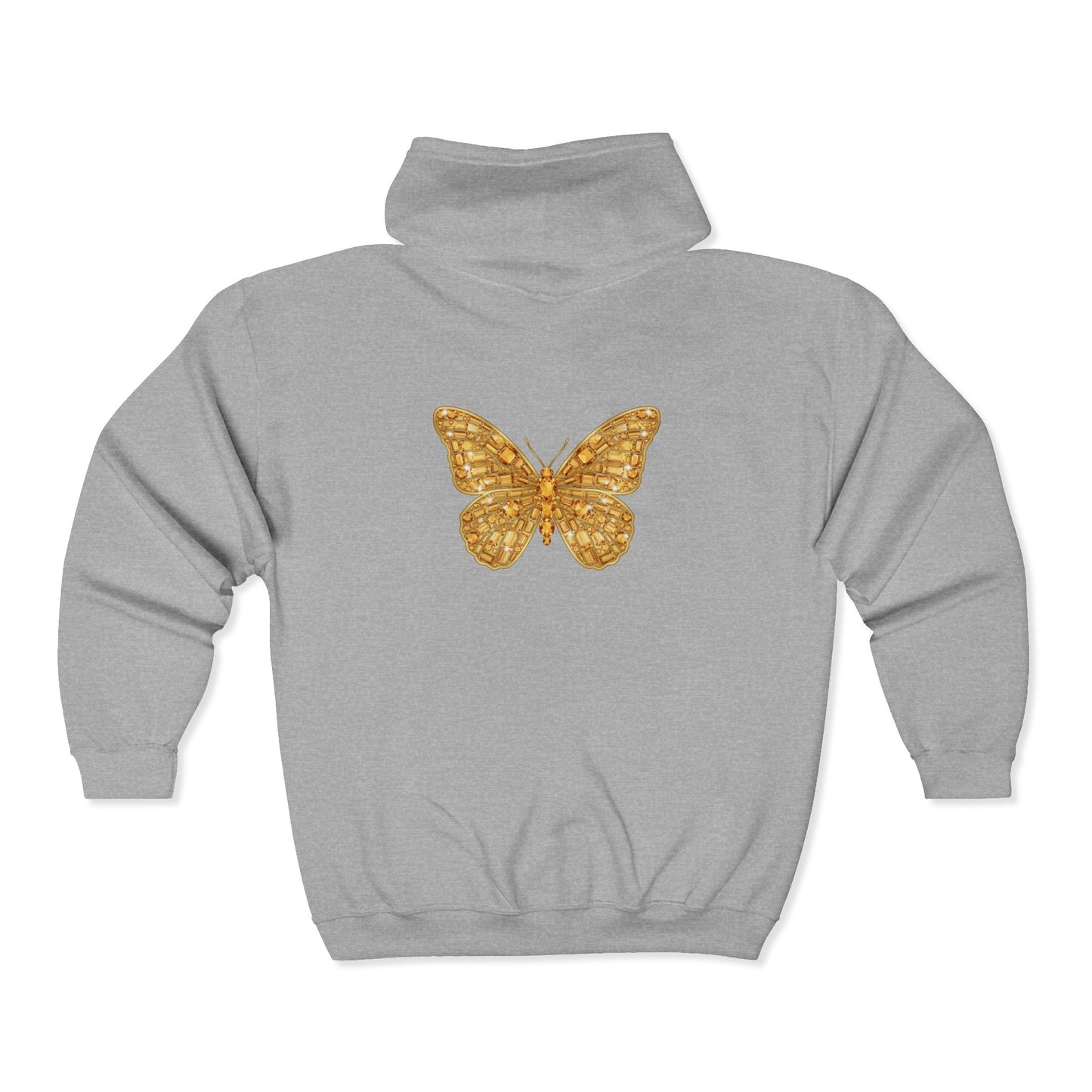 November Birthstone Citrine Zip Sweatshirt Butterfly - Serenity, Truth, Strength