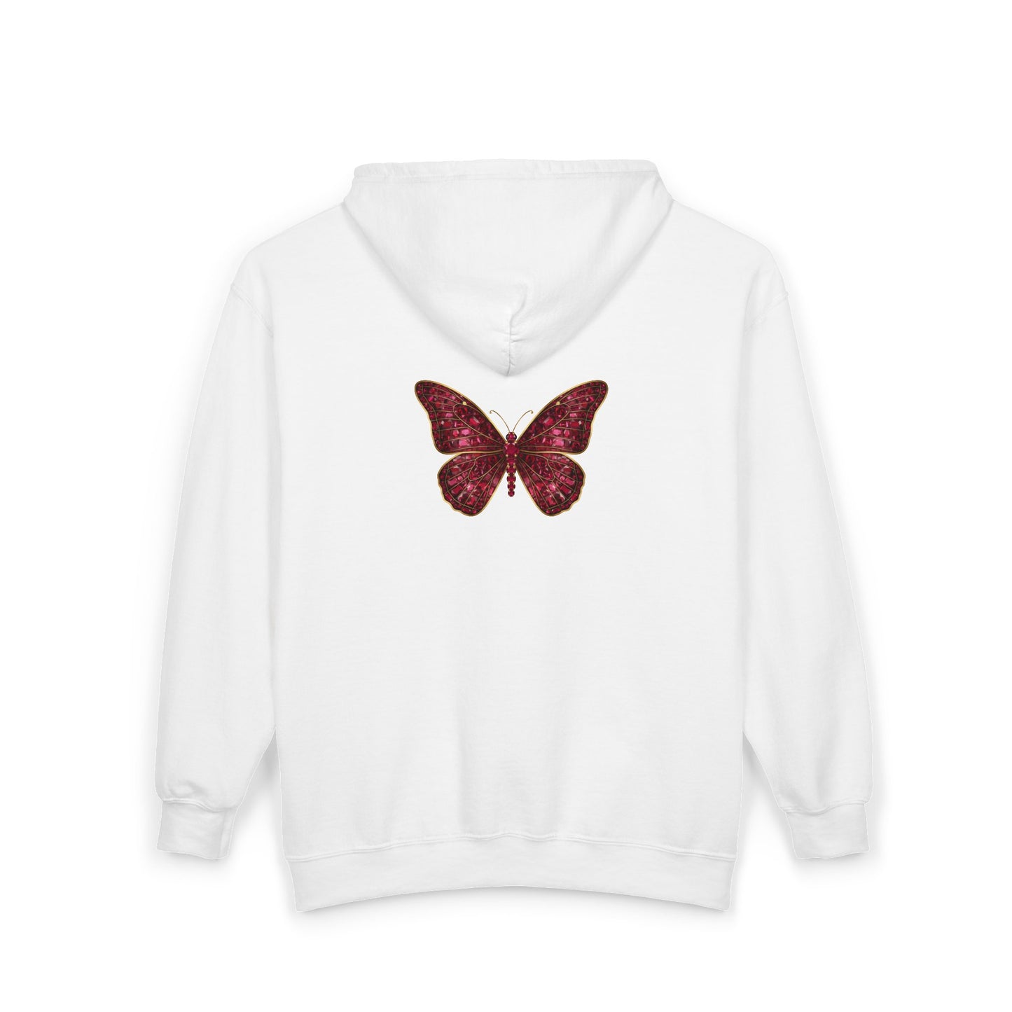 July Birthstone Ruby Zip Sweatshirt Butterfly - Happiness, Love, Courage