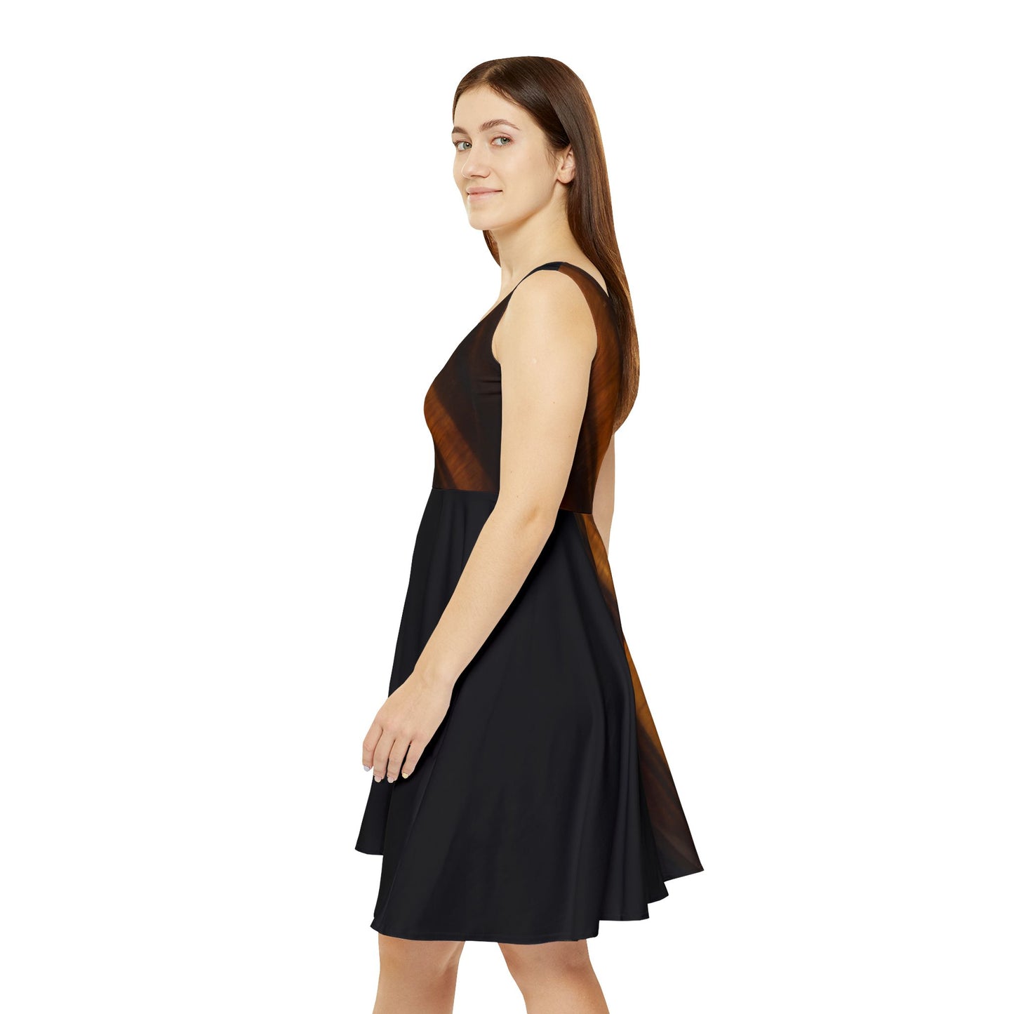 Tigers Eye Women's Skater Dress Black II - Confidence, Courage, Protection