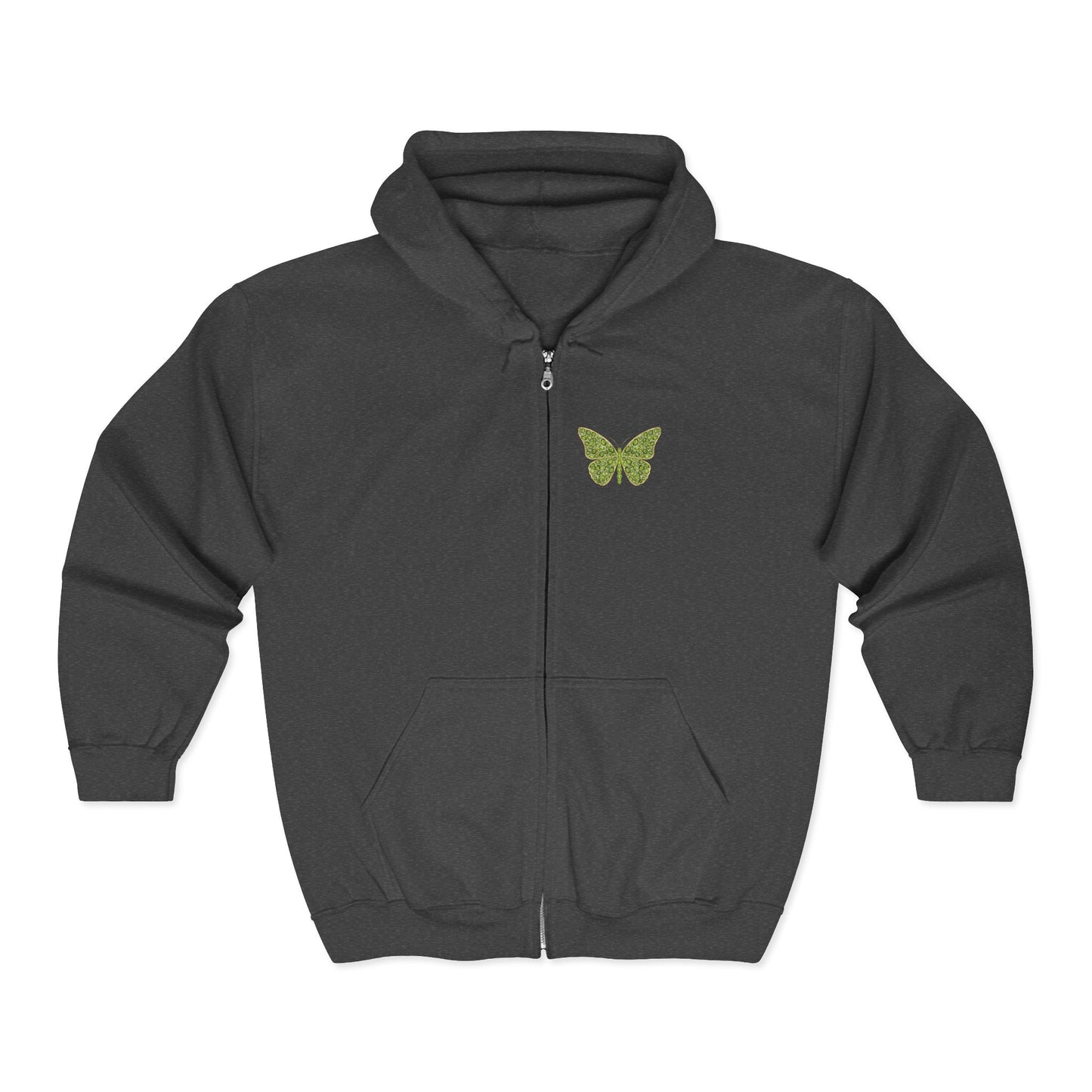 August Birthstone Peridot Zip Sweatshirt Butterfly - Growth, Renewal, Positivity