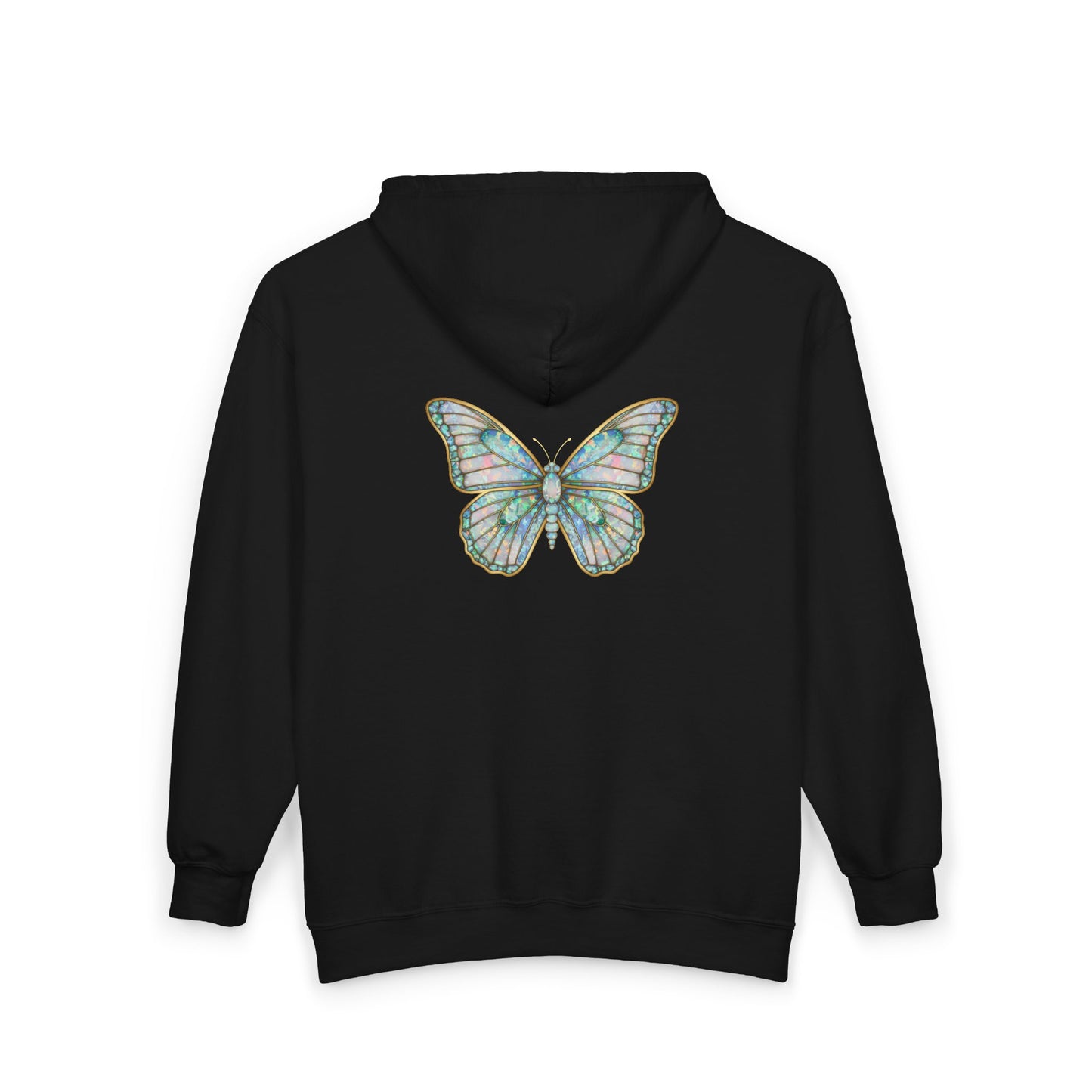 October Birthstone Opal Zip Sweatshirt Butterfly - Creativity, Hope, Inspiration