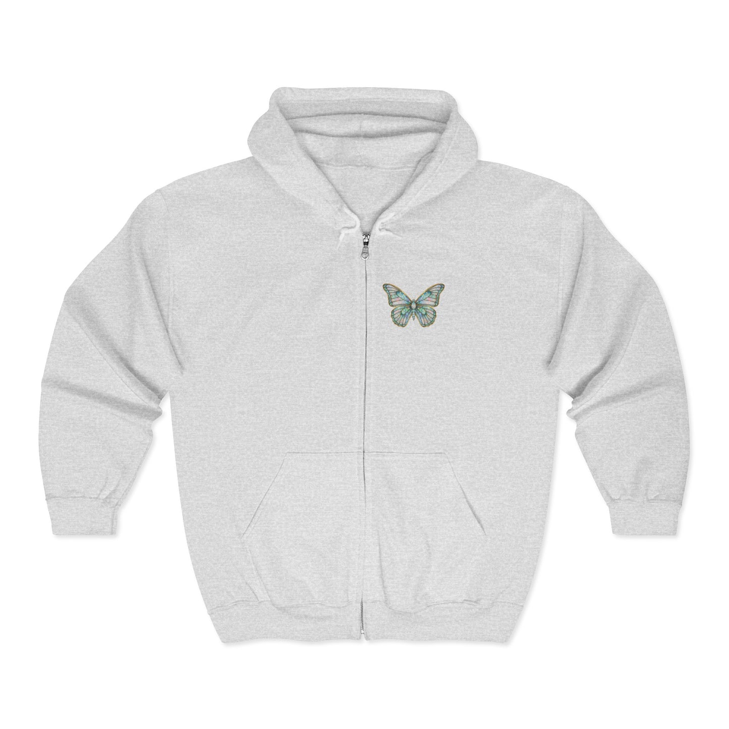 October Birthstone Opal Zip Sweatshirt Butterfly - Creativity, Hope, Inspiration