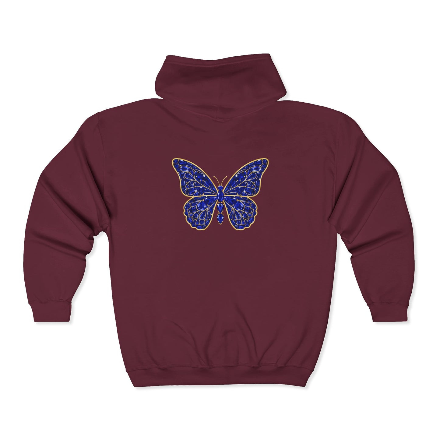 September Sapphire Zip Sweatshirt Butterfly - Wisdom, Focus, Truth