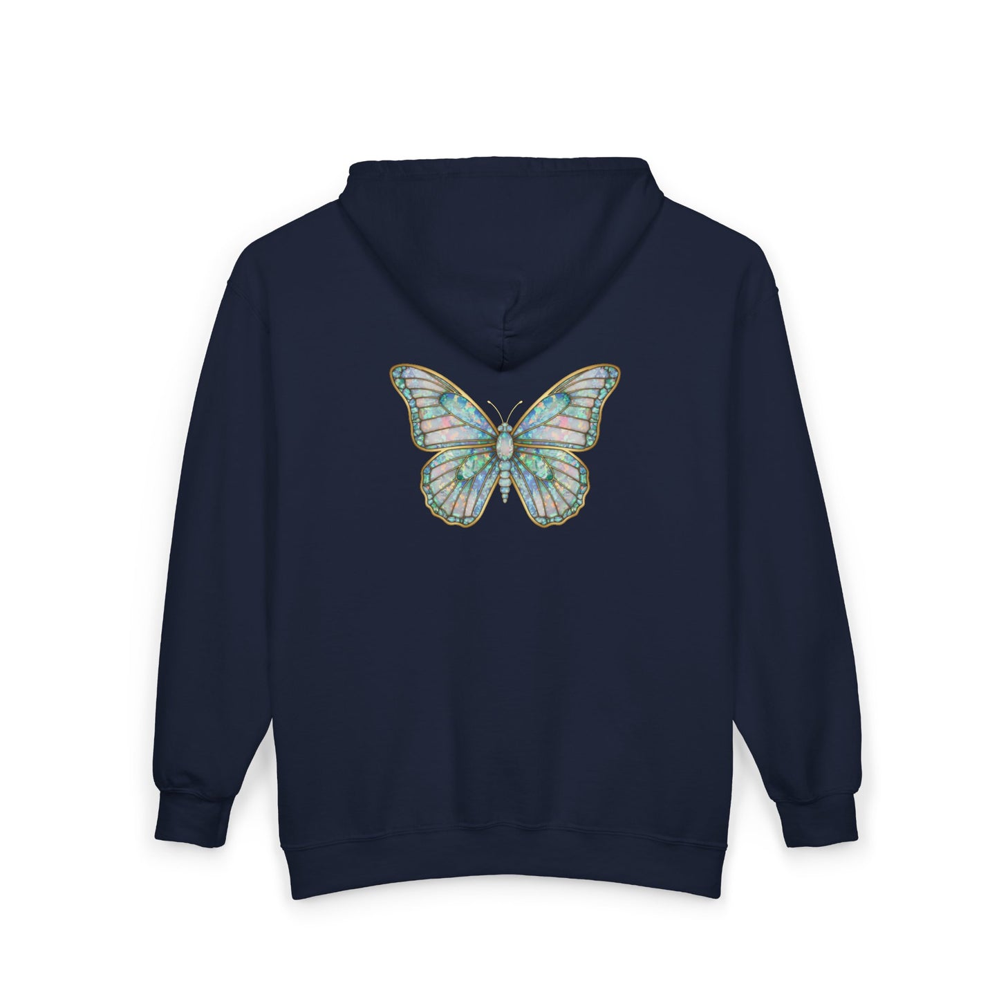 October Birthstone Opal Zip Sweatshirt Butterfly - Creativity, Hope, Inspiration