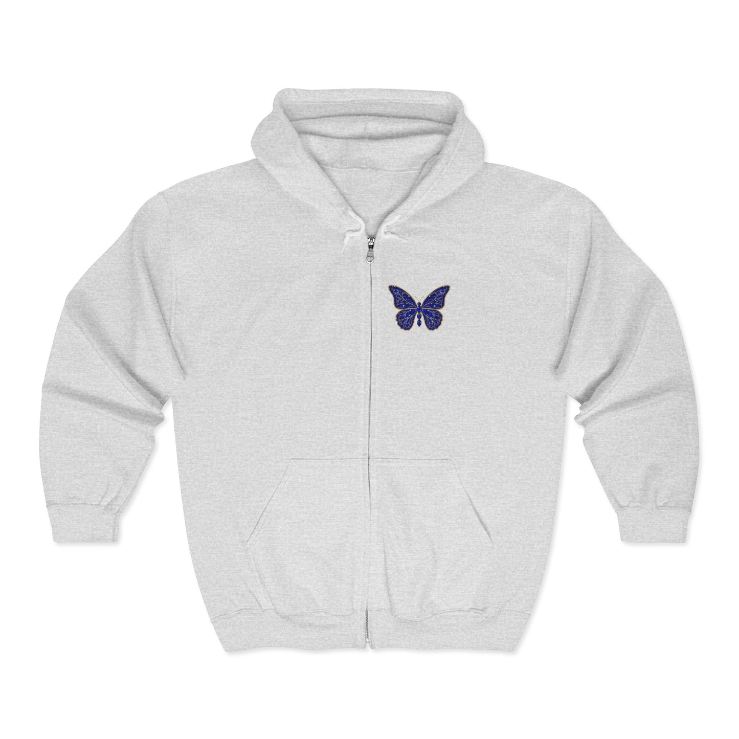 September Sapphire Zip Sweatshirt Butterfly - Wisdom, Focus, Truth