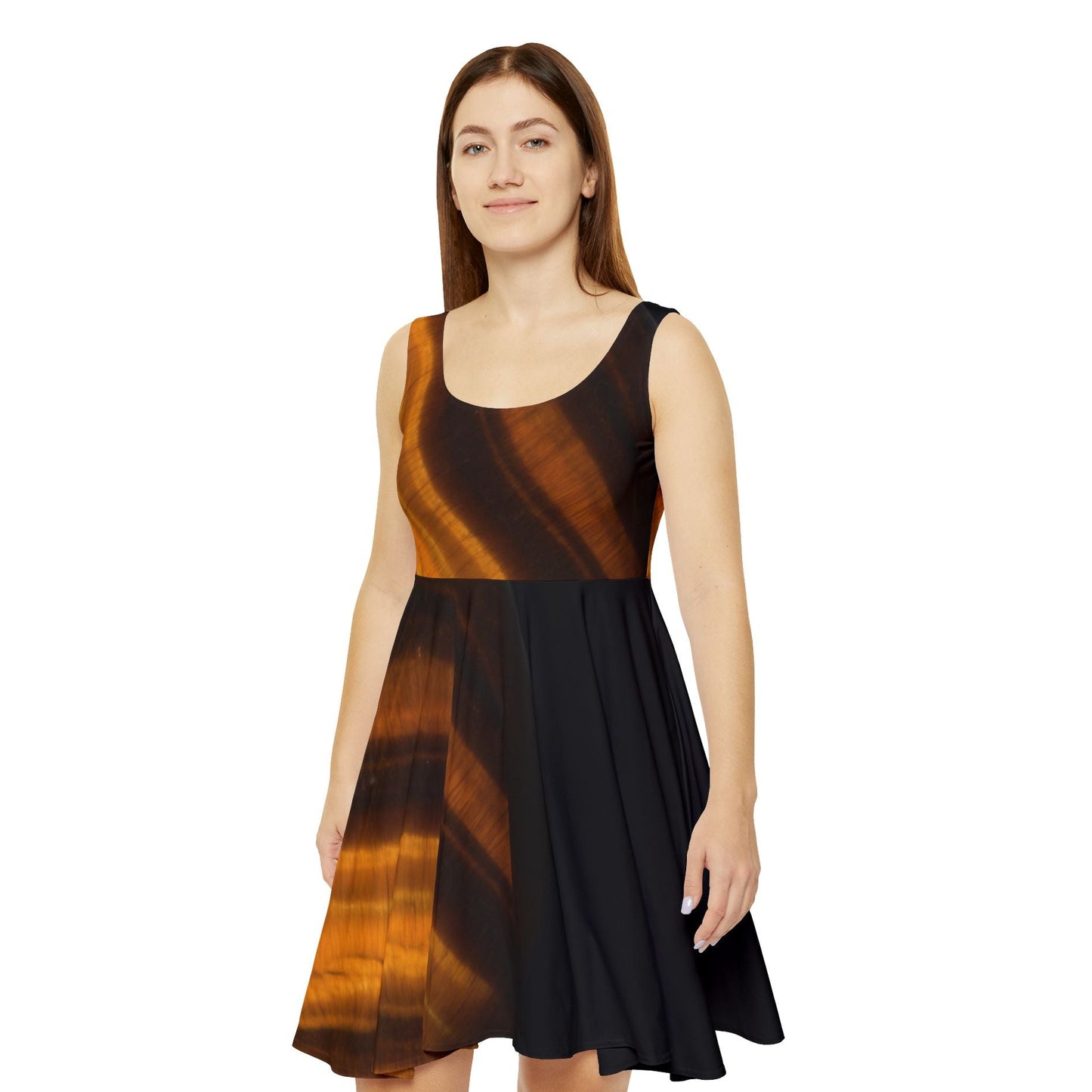 Tigers Eye Women's Skater Dress Black II - Confidence, Courage, Protection